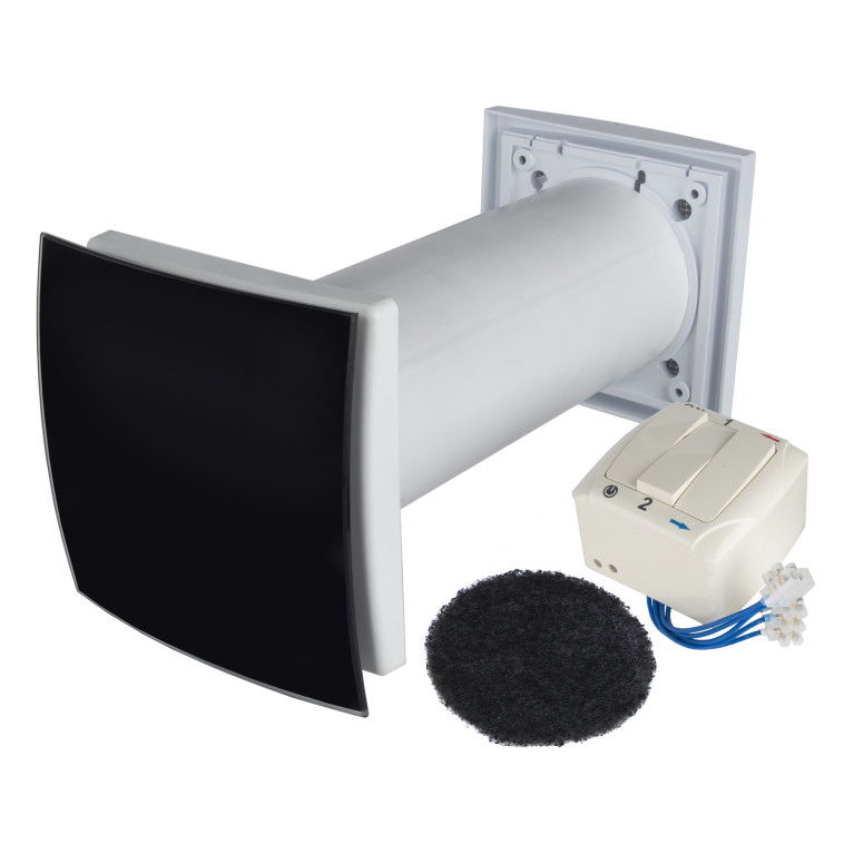 Air handling unit Eco-Fresh 01 standard, 45-70 m³ / h, glass, black